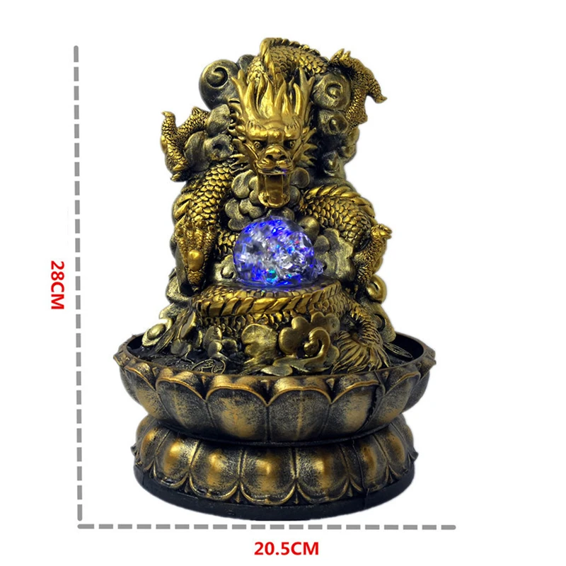 Imagem -06 - Lucky Feng Shui Decorações Mascote do Dragão Chinês Zen Lotus Base Led Água Corrente Fonte Desktop Bola de Riqueza Casa e Companhia