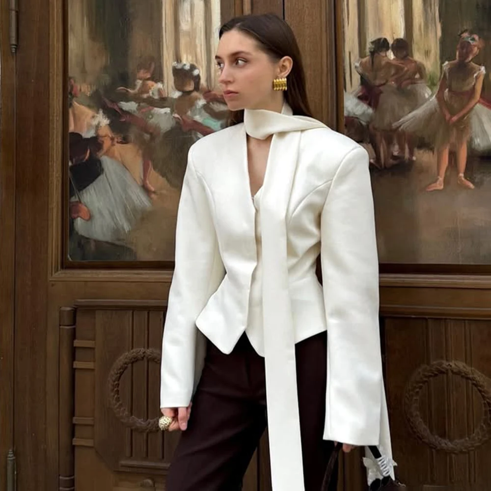 Tuularose Stripe Tailored Coat For Women Lace Up V Neck Long Sleeves Coat Female Fashion Elegant High-End Formal Tailored Coat