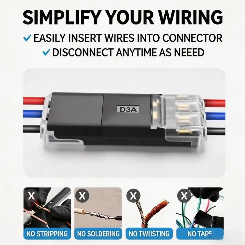 10 Pair 3 Pin Plug in Connector Quick Terminals Block Stable Wire Terminals Connector Quick Wiring M4YD
