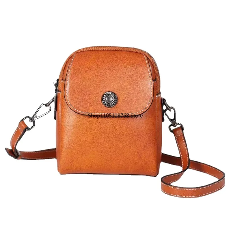 

Small Phone Bag Women's Messenger Bag Genuine Cowhide Leather Shell Bag Lady Fashion Simple Casual Versatile Purse
