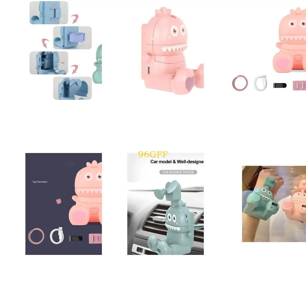 

96GF USB-портативный вентилятор. Носимый вентилятор с 3-окнами USB USB Перезаряжается для детей