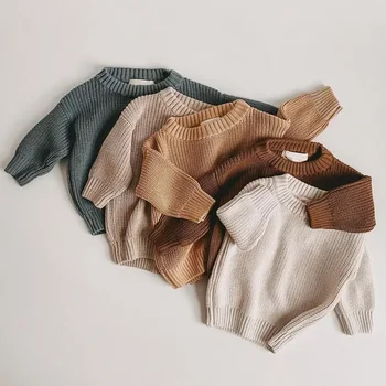 Suéter para bebé recién nacido de 0 a 6T, ropa de invierno para niño y niña, Jersey de punto grueso y cálido, Top infantil de manga larga, traje básico de punto