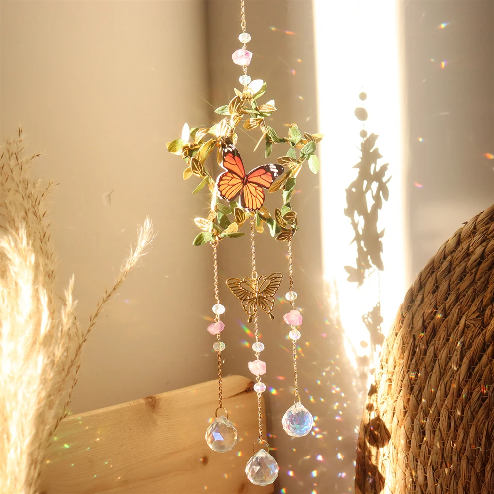 Crystal Wind Chime Star Moon Round Heart Crystal Prisms Pendant Creative Rainbow Maker Ornament for Wedding Decoration