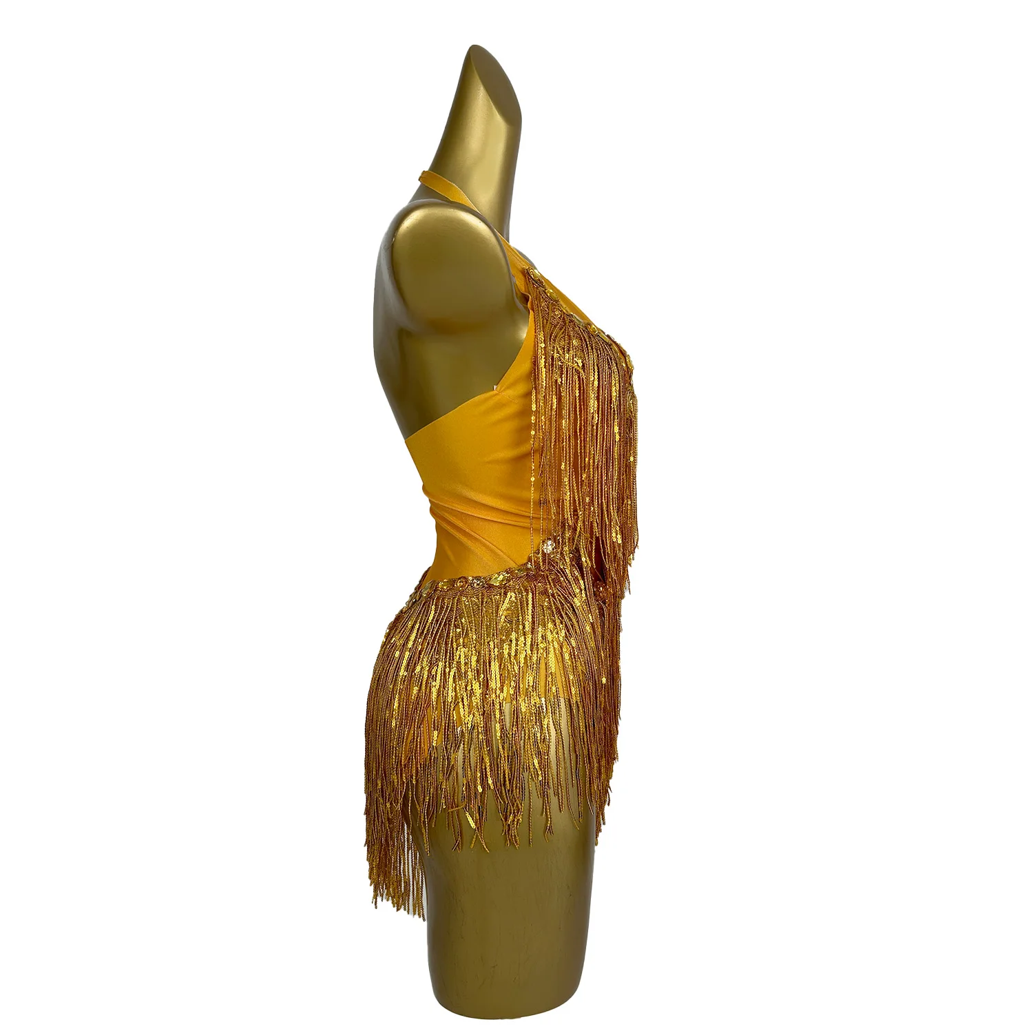 Shuye Yellow Fringed Latin Dance Talent Performance Suit Female Group Backing Dance Leotard Nightclub Performance Jumpsuit