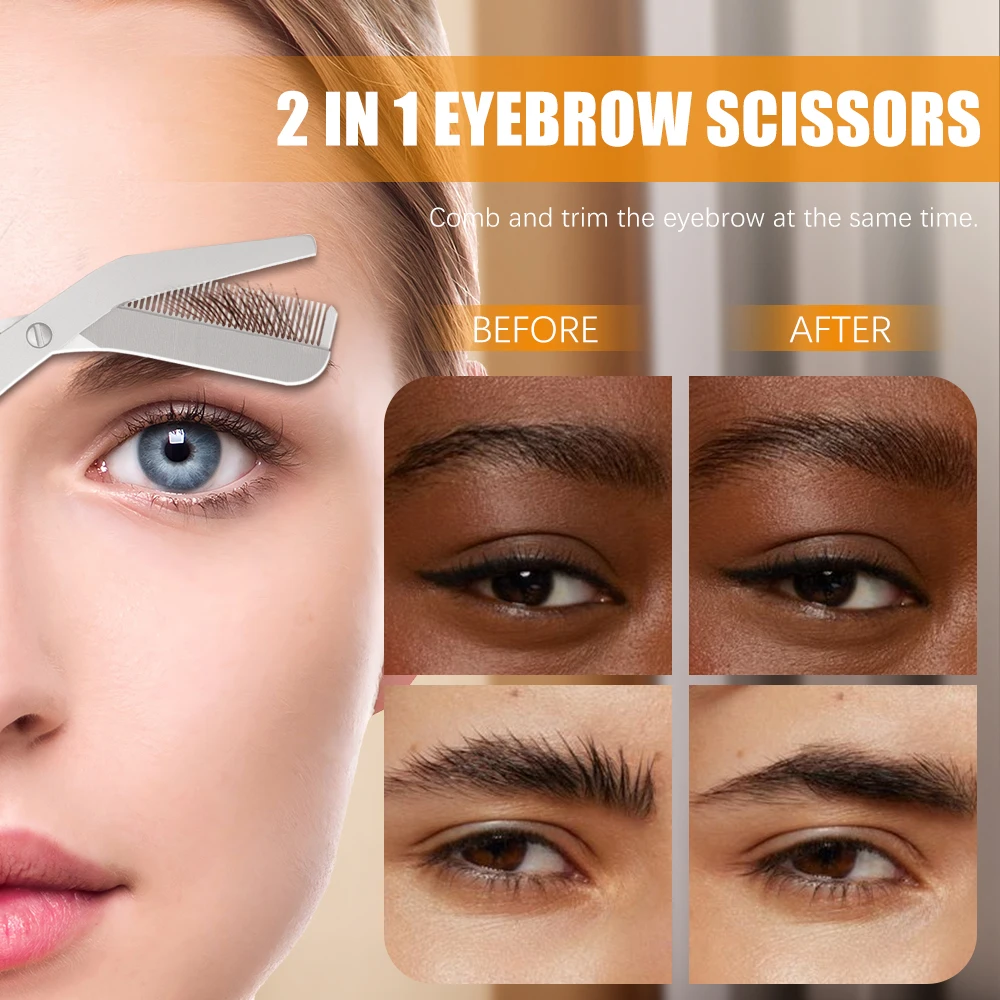 1 ชิ้นหวีคิ้ว Trimmer กรรไกรคิ้ว w/หวี, คิ้วสําหรับผู้ชาย/ผู้หญิง, คิ้วมีดโกน Trimmer Scraper ตัดมีด