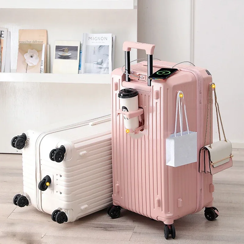 Large Capacity Travel Case 20 24 26 28 inch Universal Wheel Luggage Double Combination Lock With Cup Holder Fashion Suitcase