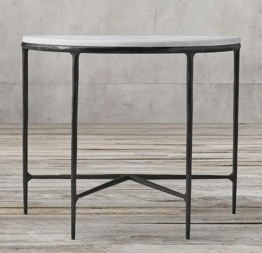 

Кованый черный железный консольный столик «Пыalf Moon» с мраморной столешницей