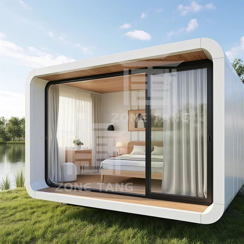 Apple Capsule House Triple Wide Mobile Homes Capsule House Oilfield Site Prefab Villa Glass House 2 غرفة نوم منزل متنقل للبيع #2