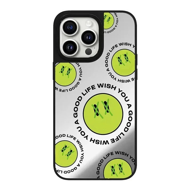 

Wish You A Good Life Mirror Surface Phone Case Cover for iPhone 11 12 13 14 15 Pro Max Case for iPhone 15 ProMax