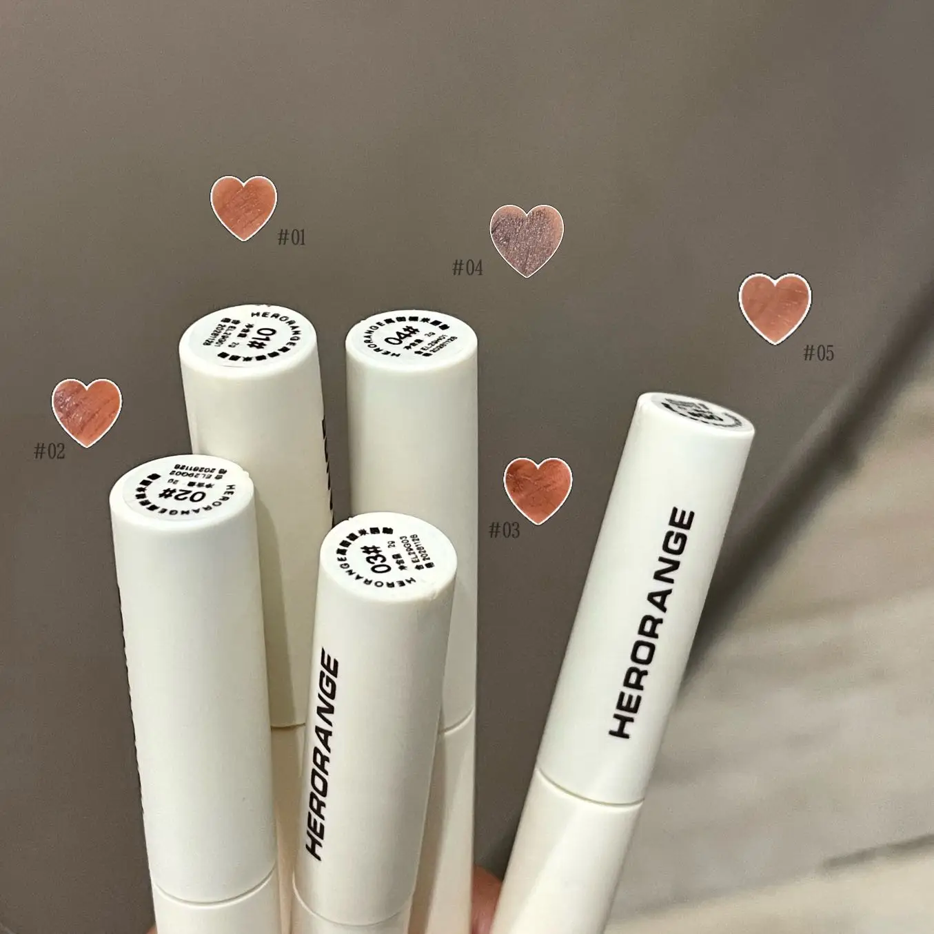 Herorange Matte Lip Glaze Set, Vijf stuks, Langdurig, Niet-vervagend, Ultrahoge kleurweergave Lipgloss, Damescosmetica, Vakantiecadeau