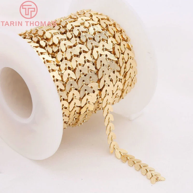 (4316)1 Meter Width 6MM 24K Gold Color Brass Wheat Necklace Chains High Quality Diy Jewelry Findings Accessories