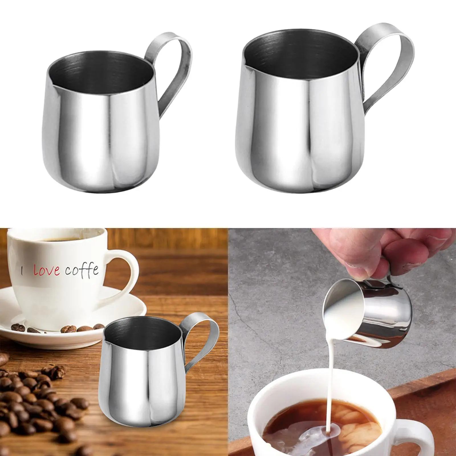 

Milk Frothing Pitcher Espresso Steaming Pitcher with Handle Gifts Stainless Steel Milk Jug Cup for Espresso Machine Home