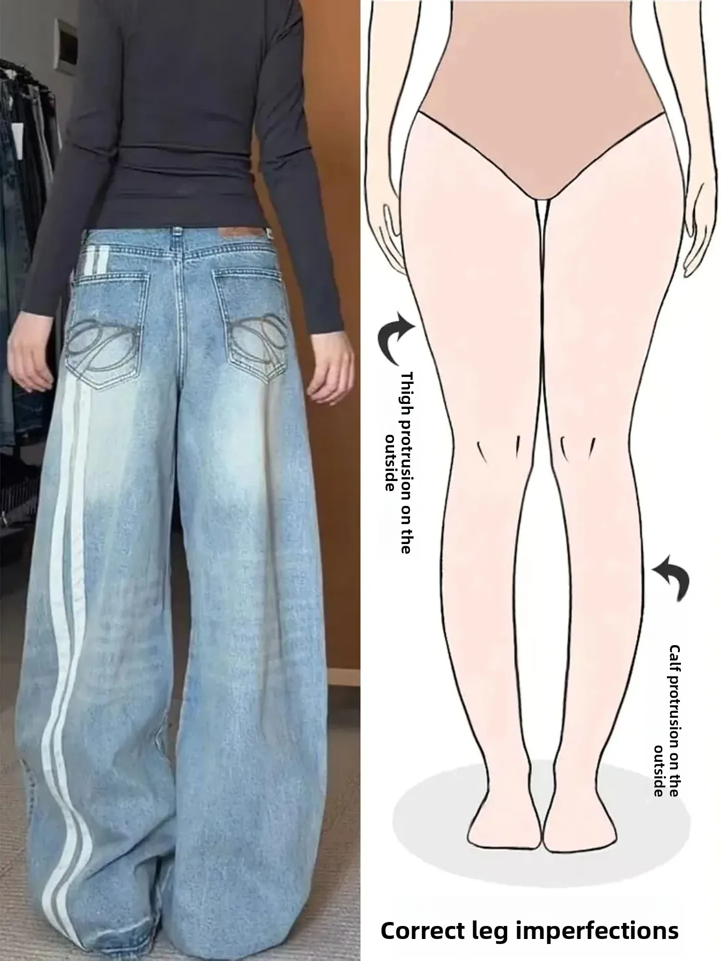 

Женские джинсы в американском ретро-стиле с вышивкой и карманами, прямые брюки для повседневной носки осенью и зимой