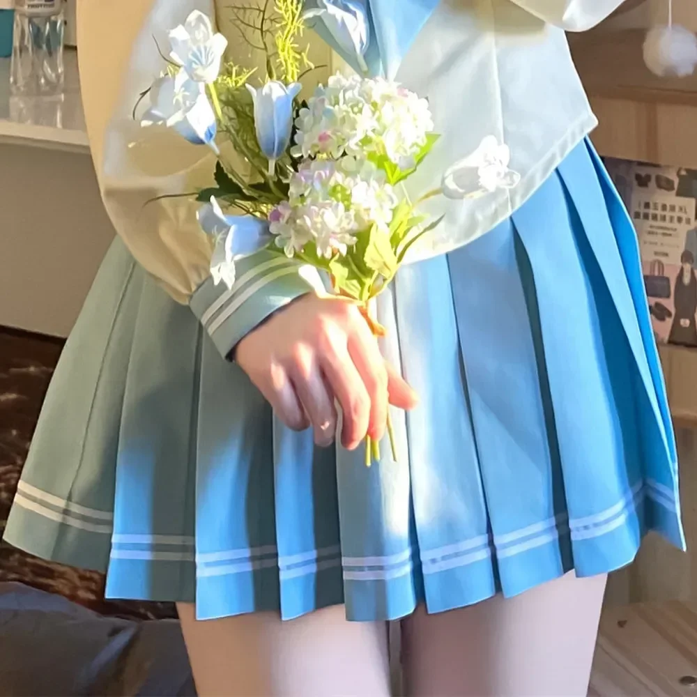 Abito da marinaio giapponese maniche lunghe e corte uniforme scolastica Four Seasons Women Cos Anime Girl autentico abito uniforme Jk blu carino