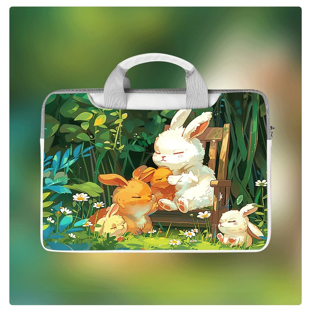 

Fashionable Rabbit Computer Bag 12 13.3 14 15.6 15 Inch Large Capacity Soft PU Protective Case Women Men Student Holiday Gift
