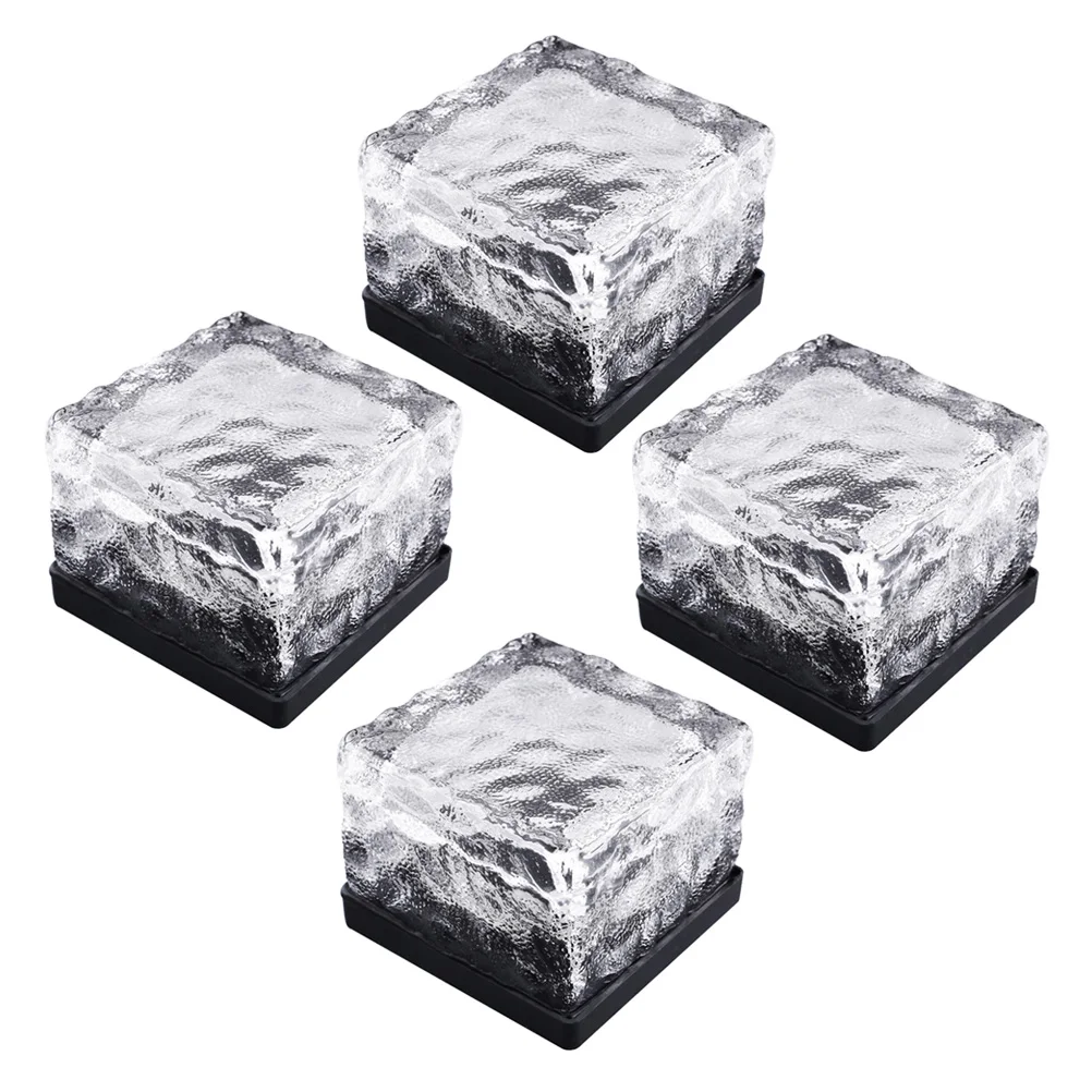 

4 Pcs Floor Tile Lamp Outdoor Solar Lantern Sidewalk Lights Wall Walkway Pathway Powered for Yard outside