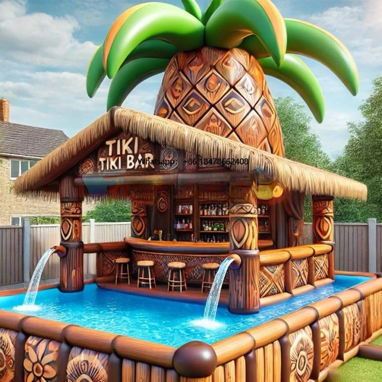 Backyard Commercial Inflatables Multi-person Leisure Sofa Lounger Row Floating Inflatable bar Pool with Seats