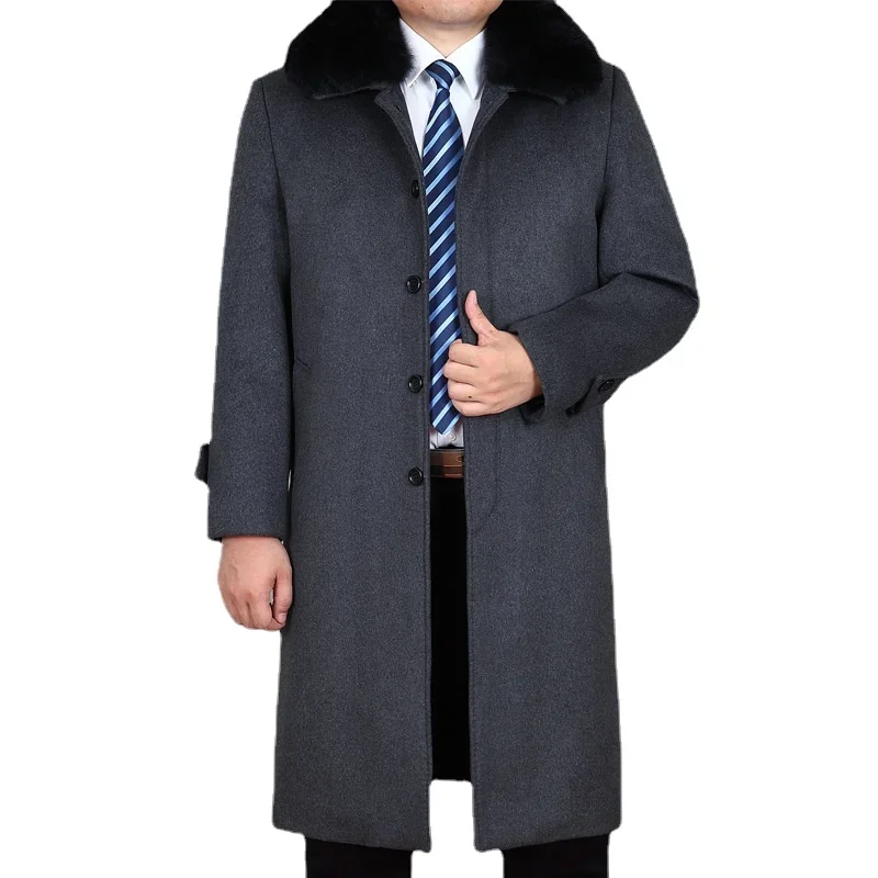 New Arrival Fahsion Men's Knee Length, Extra Long Woolen Coat, Thickened Windbreaker Size M L XL 2XL 3XL 4XL