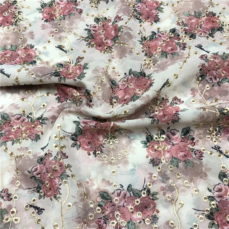 

French high-quality embroidered chiffon, African fashionable printed and hollowed-out multi-color lace embroidered fabric