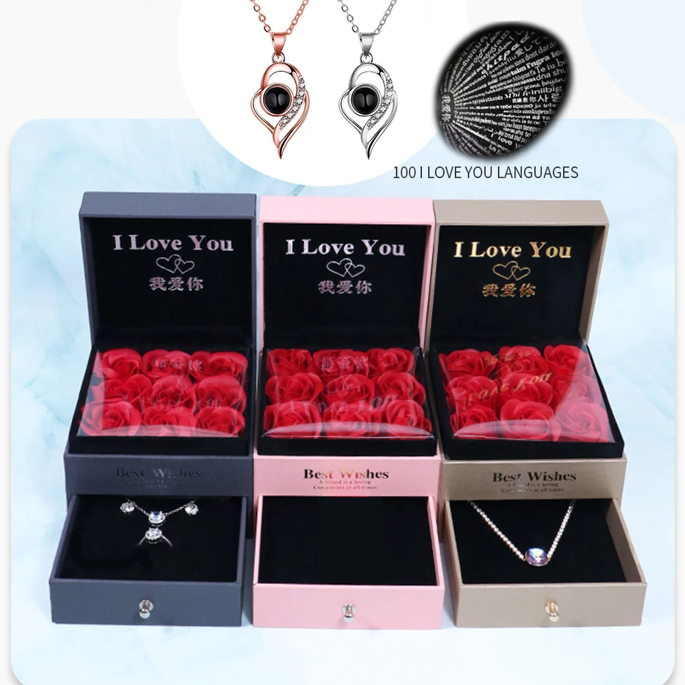 Romantic 9 Rose Jewelry Box 100 Languages 