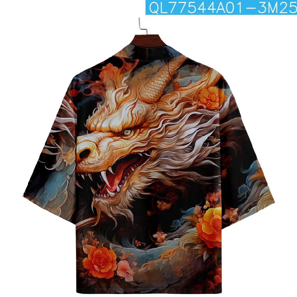 Chinese Stijl Drakenprint Shirt Kleding Traditionele Haori Kimono Vrouwen Mannen Aziatische Streetwear Vest Yukata Cosplay