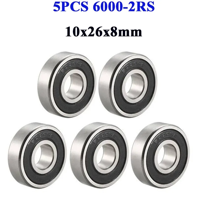 5PCS High Quality 6000 2RS 6000RS 6000-2RS 6000 RS 6000-2RSH 10x26x8 mm Rubber seal High quality Deep Groove Ball Bearings