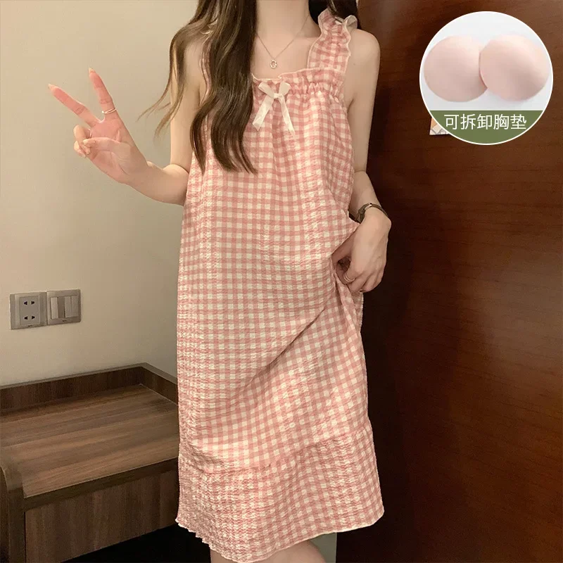 

Nightgowns Women's Clothes Summer Suspenders Bustier Thin Cool Casual Home Loose Cozy High Quality Soft Affordable Skinny Sweet