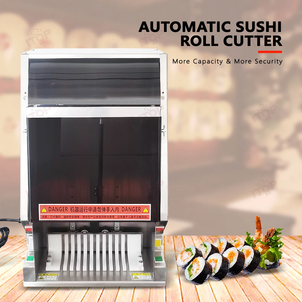 ITOP Commercial Sushi Cutter Kimbap Cutting Machine 8/10/12 Pieces Automatic Sushi Cutting Maker Food Processor 220V 240V 110V