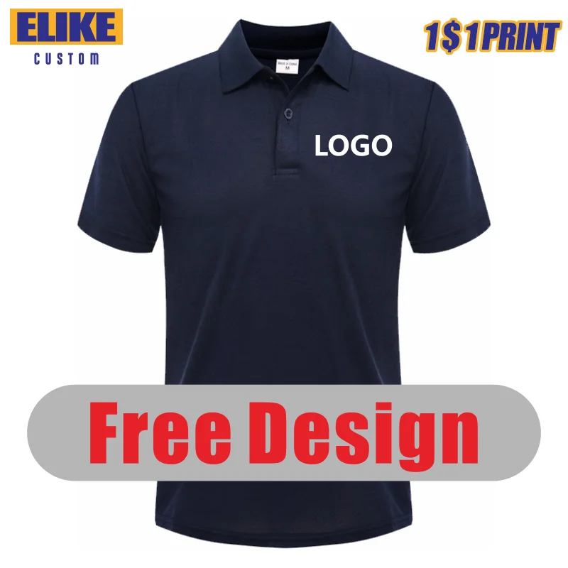 Elike Summer Causal Polo Shirt Custom Logo Printed Text Picture Brand Embroidery Personal Design Breathable Men And WomenTops