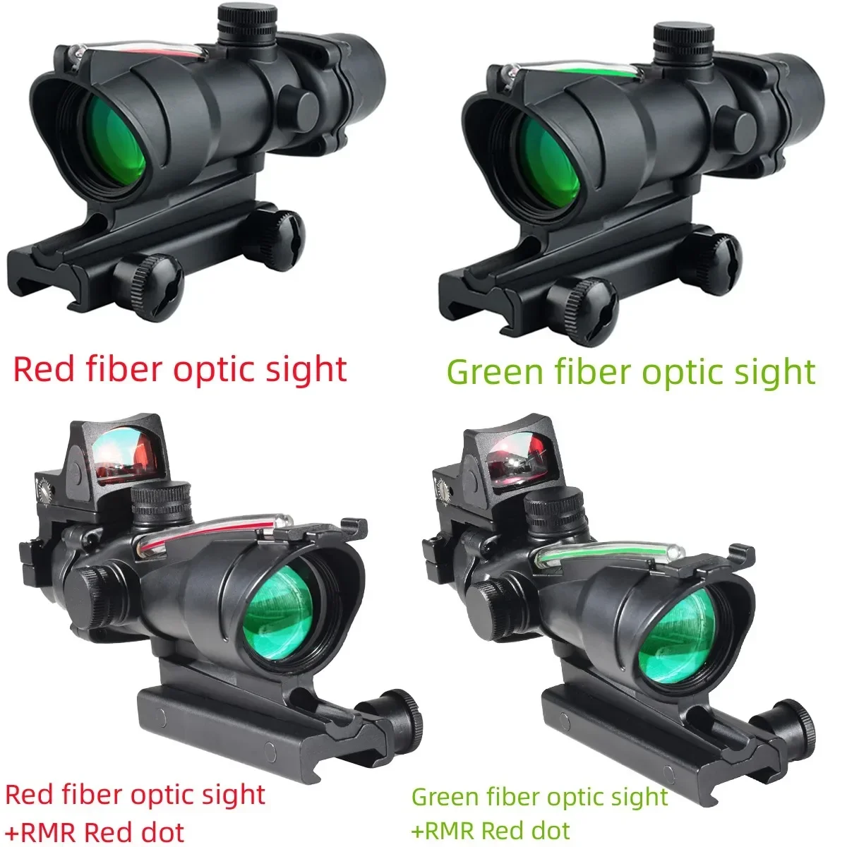 Imagem -04 - Âmbito Acog Mais Rmr Red Dot Sight Tactical Combo Fiber Fonte Escopo Iluminação Verde Vermelho Black Tactical Rifle Mirror 4x32