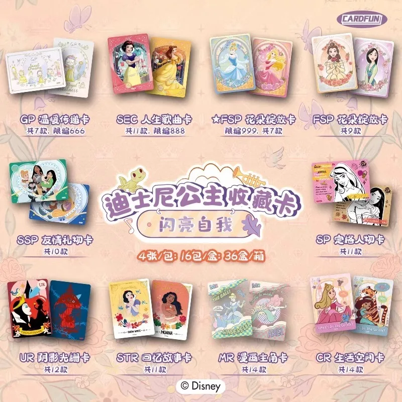 Card Fun Official Genuine Disney Princess Shining Self Series Cards Snow White Collection Card Anime Peripheral Gift Toys