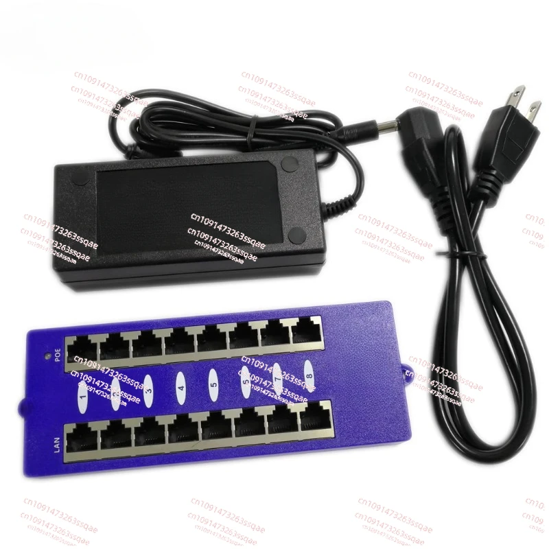 8-Port Gigabit POE mid-span Ethernet power supply injector plug-in wall type with 24V60W power supply POE synthesizer