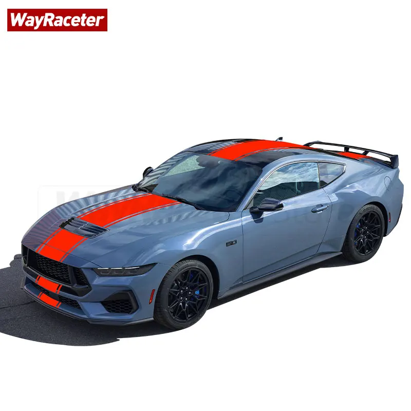 Car Hood Engine Cover Vinyl Matte Black Bonnet Stripes Roof Trunk Sticker For Ford Mustang Dark Horse GT 2024 2025 Accessories
