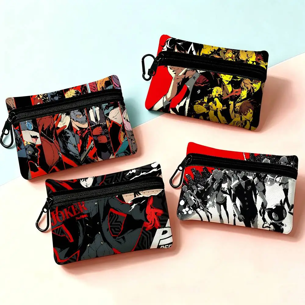 Popular games P-persona-A 5 Lightweight Oxford Fabric Coin Purse Carabiner Hook Design Mini Card Key Organizer Bag