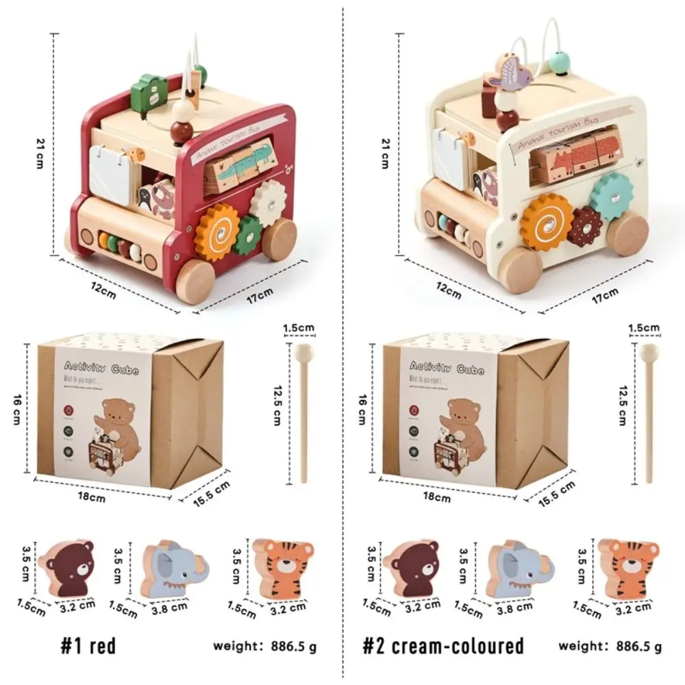 Houten speelgoed voor vroeg onderwijs Dierenthema Multifunctioneel ontwerp Busspeelgoed Educatief speelgoed Geluidsfunctie Logisch denken Speelgoedcadeaus