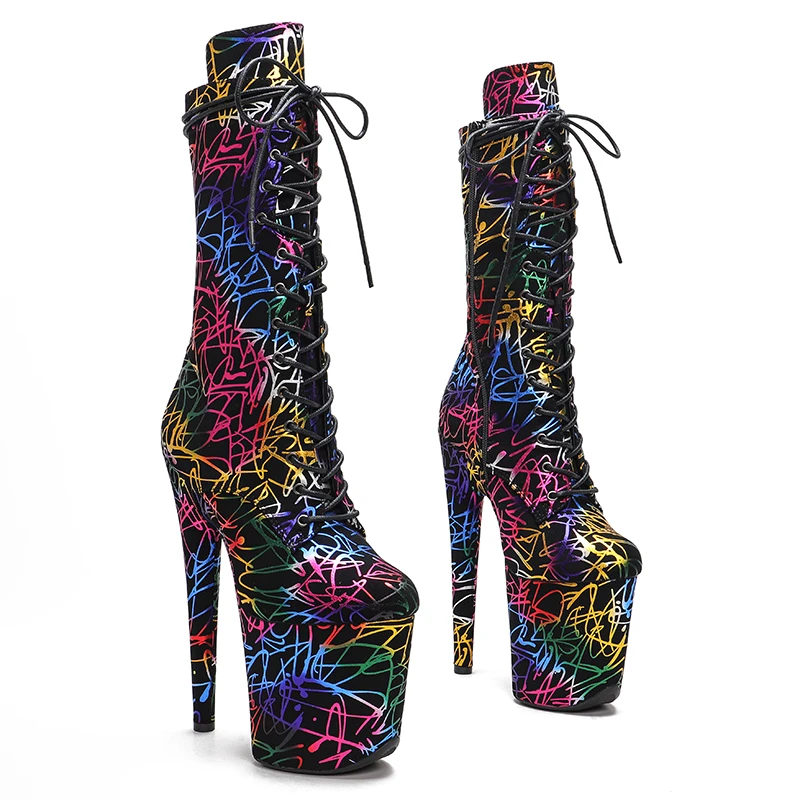 

Leecabe 20CM/8inches Colorful Upper High Heel platform Boots Trend fashion stripper heel Pole Dance booties