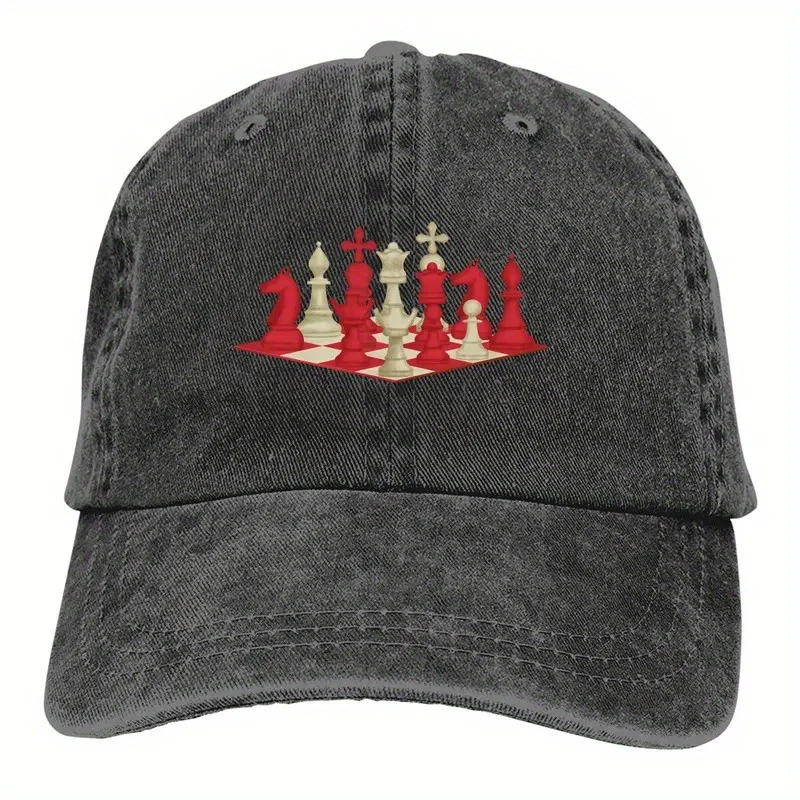 Chess Pieces Graphic Baseball Cap Adjustable Polyester Visor Protection Casual Snapback Hat for Adult