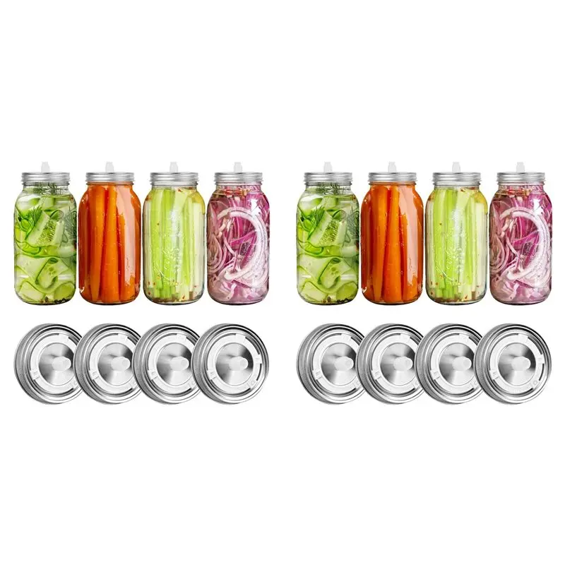 

Крышки для ферментации ABMS для банок с широким горлом, 8 крышек из нержавеющей стали с отслеживанием даты, стартовый набор для ферментации