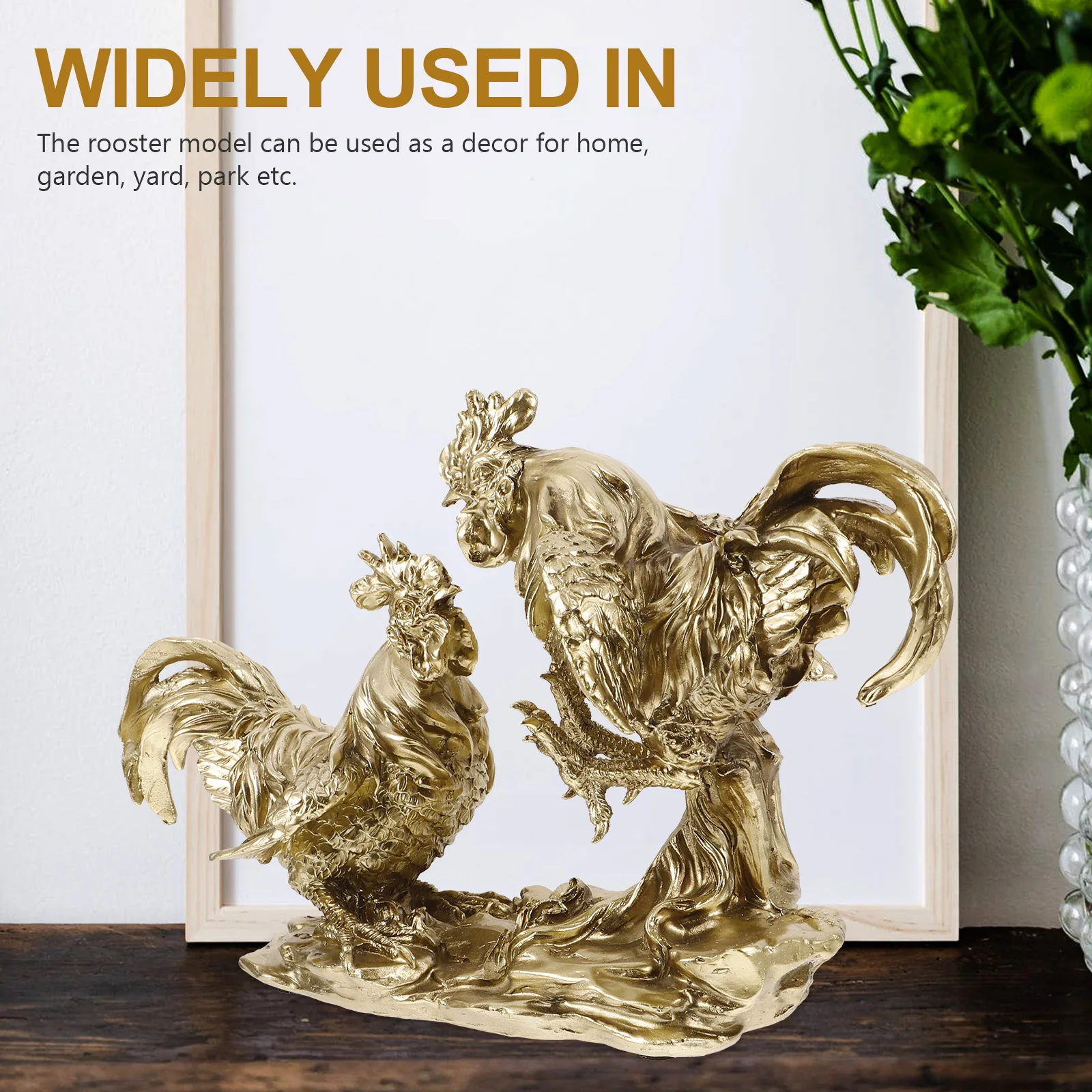 

Realistic Rooster Statue Resin nament for Garden Yard Decor Lifelike Sculpture Miniature Display Home Outdoor Farm Animal Model