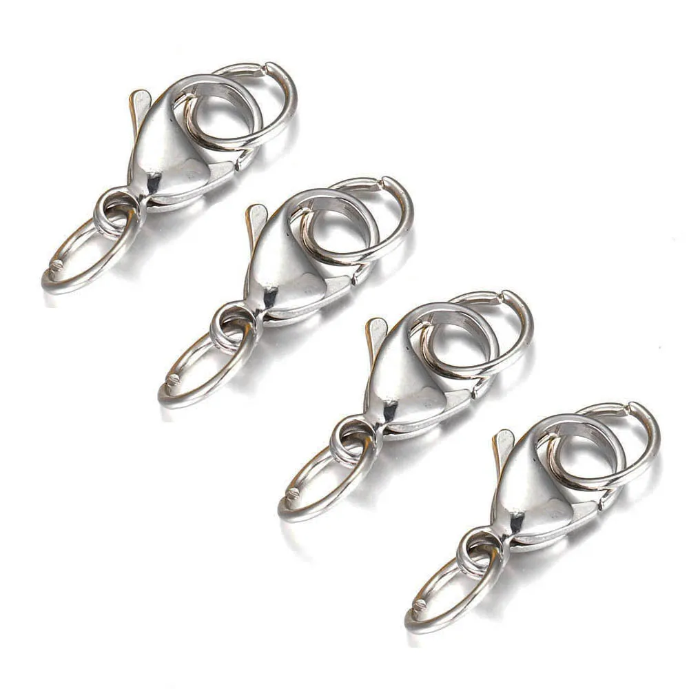 10sets Stainless Steel Lobster Clasp with Jump Ring Jewelry Clasps for DIY Necklace Bracelet Making Connectors Accessories