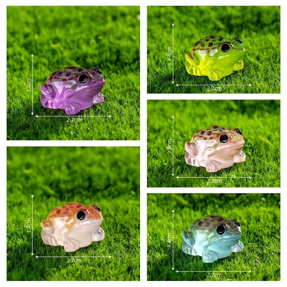 10pcs Cartoon Luminous Frogs Figurines Miniatures Glow in The Dark Resin Crafts Mini Frog Ornament DIY Decor Cute