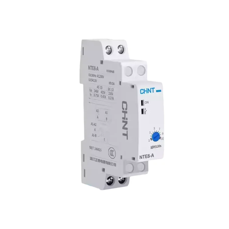 CHINT NTE8 Series Time Delay Relay Control Off Power On Delay NTE8-A NTE8-B 10S 120S 480S AC220V DC24V Din Rail Digital Timer