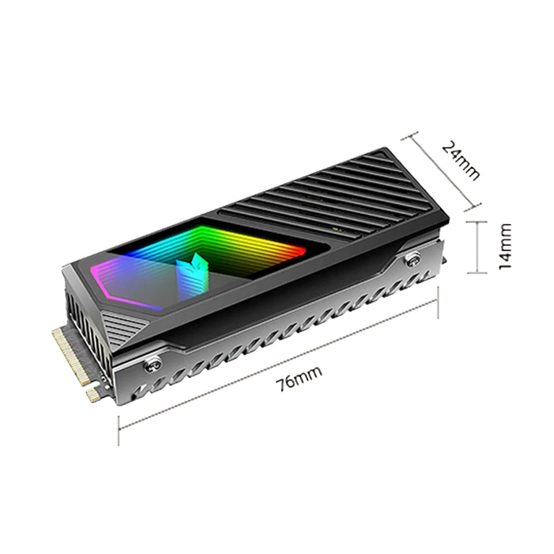 M.2 SSD 2280 Armor Radiator Infinite Mirror Lens Design, with 9000RPM Mini Cooling Fan, 5V ARGB AURA SYNC