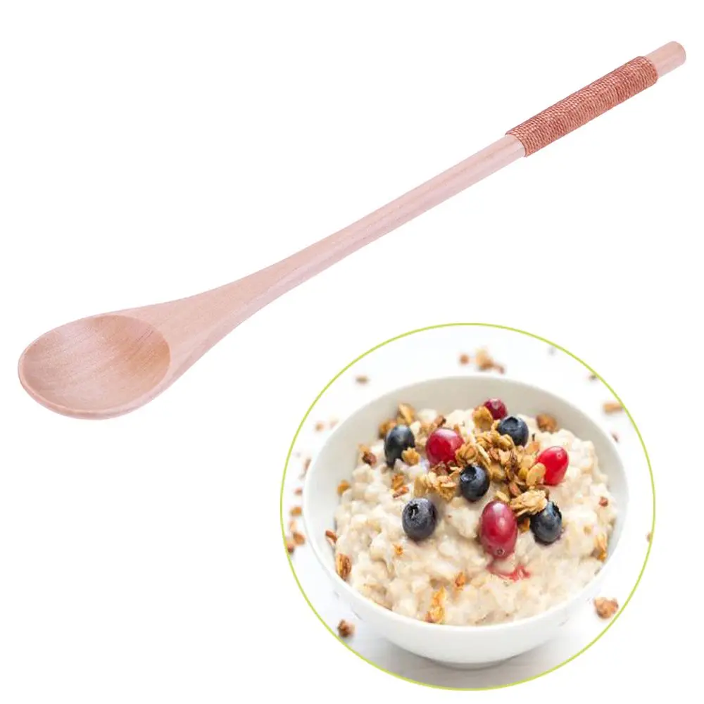 Traditional Kitchen Dining Tableware Desserts Condiment Tea Scoops  Spoon Wooden Spoons Long-handled