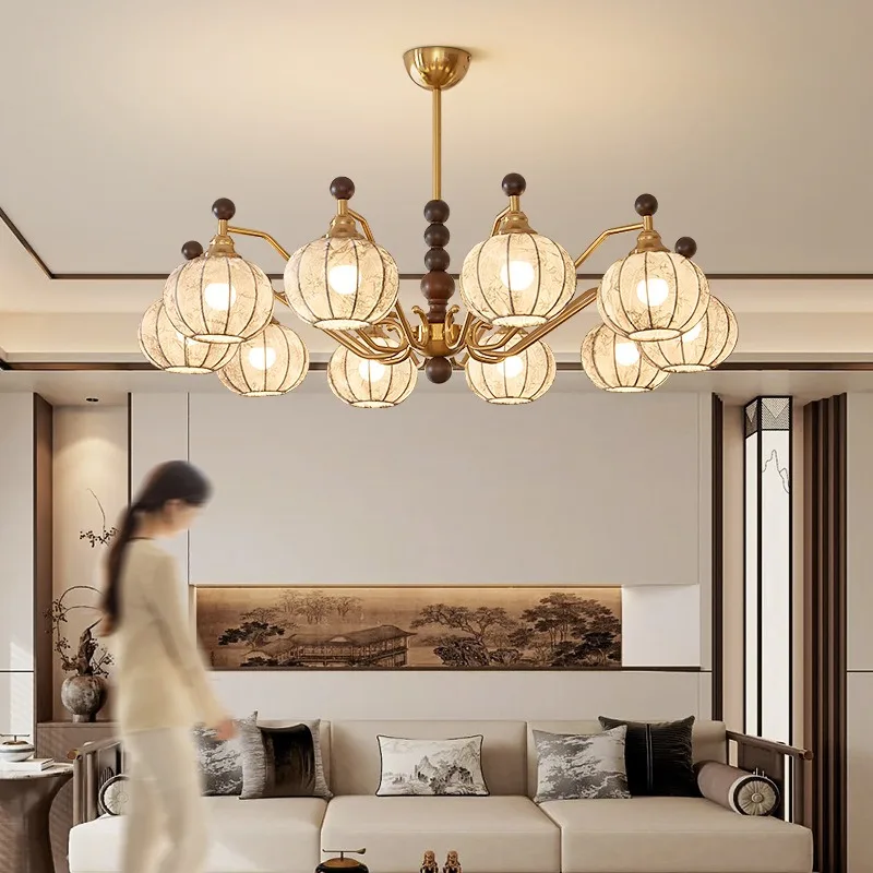 

Song-style aesthetic living room chandelier 2025 new medieval fabric eye protection chandelier