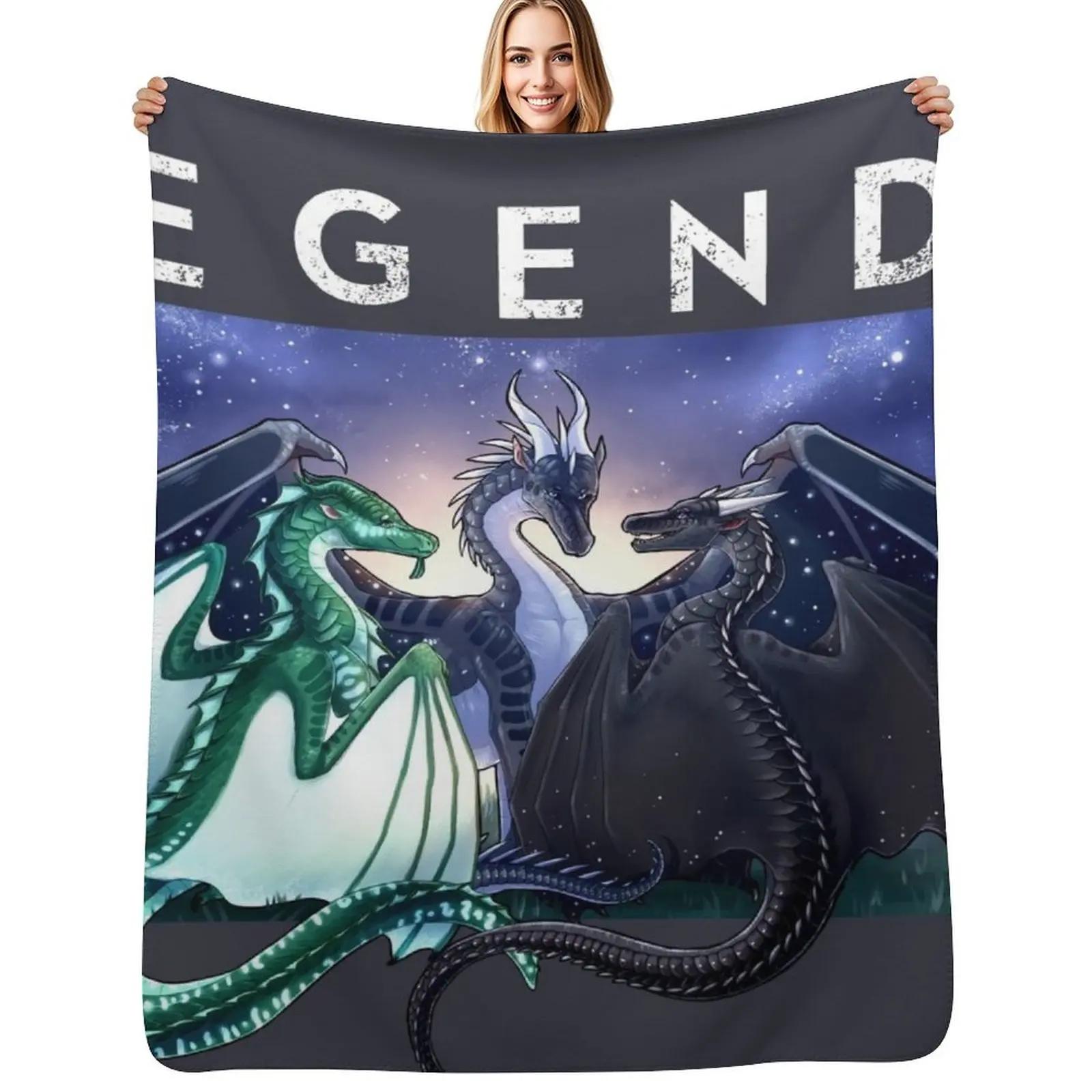 Wings of Fire - Legends - Fathom, Darkstalker, Clearsight Throw Blanket Thin Soft Blanket for Summer Night Sleeping