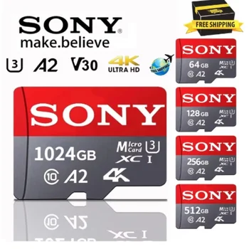 Sony SD การ์ดหน่วยความจําความเร็วสูง A2 1TB 512GB Micro SD การ์ด 128GB 256GB U3 V30 4K Full HD TF หน่วยความจําแฟลชการ์ดสําหรับโทรศัพท์คอมพิวเตอร์