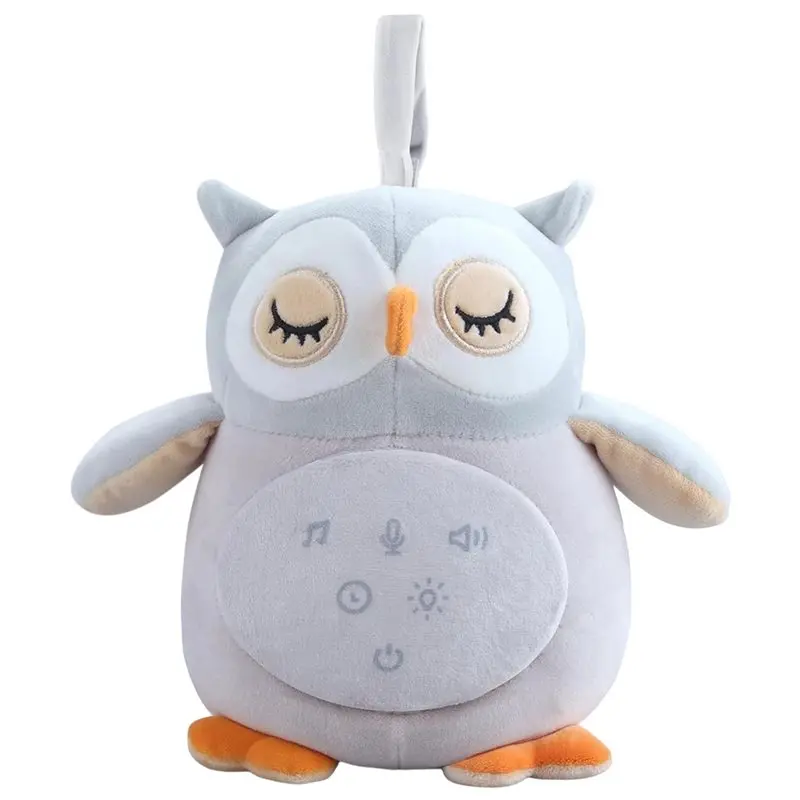 abhi-owlベビーサウンドマシン（赤色ライト付き）、充電式ワイヤレススピーカー、12種類の癒しサウンド、録音機能付き睡眠用