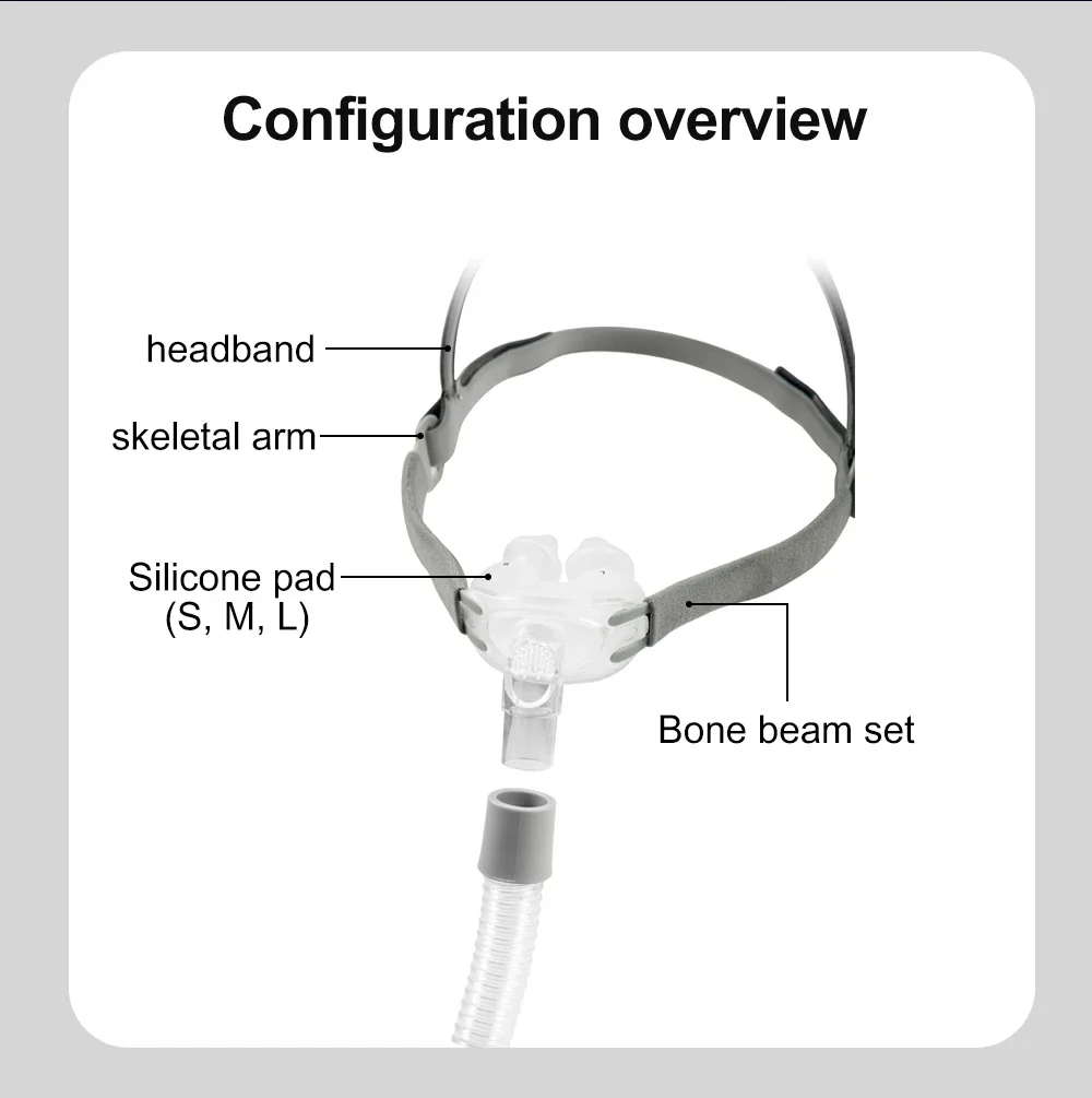 CPAP Anti Snoring Sleep Apnea Full Face P10 Nasal Pillow Mask with 22mm I.D. Tube and 3 S/M/L Silicone Pad Sizes