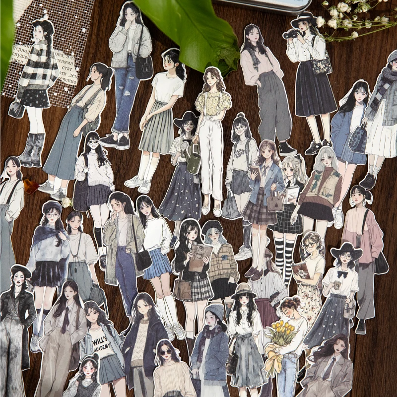 100pcs Large Package Retro Character Theme Precision Die Cutting Technology Stickers DIY Handmade Materials Scrapbook Decoration